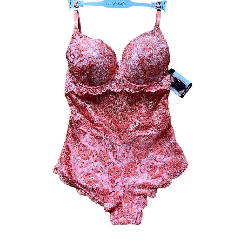 Peach Push Up Bodysuit by French Affair Lingerie Size Large